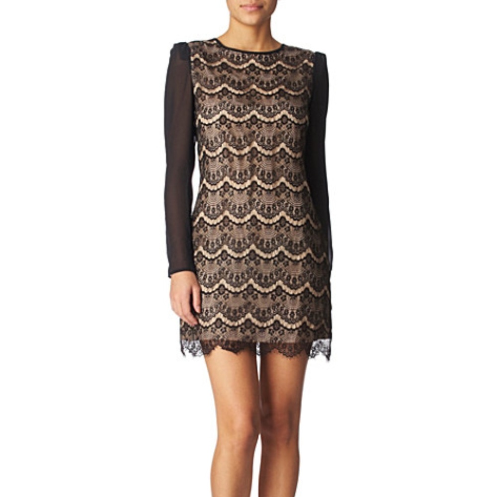 Ted Baker Chiffon LS Shift Dress (Sz 2/4)